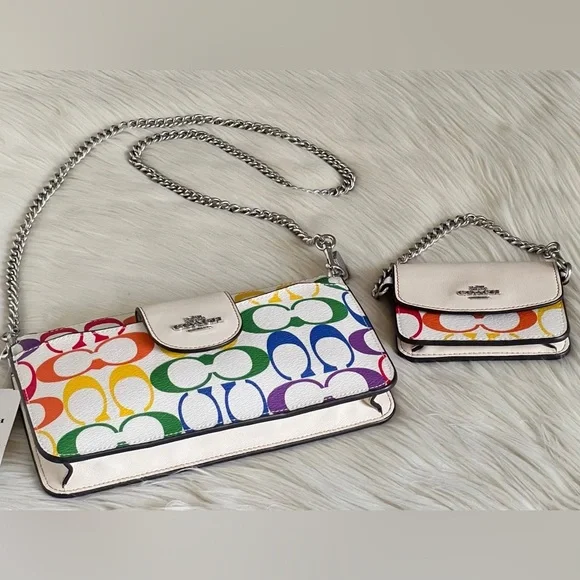 C4697 - Coach Poppy Crossbody in Rainbow Signature Canvas - Picture 5 of 15